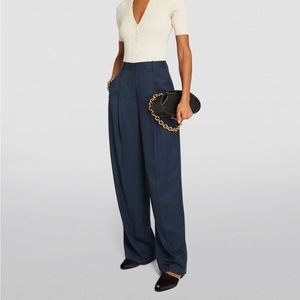 Theory Single-Pleat Pant in Viscose Twill Nocturne Navy Size 12